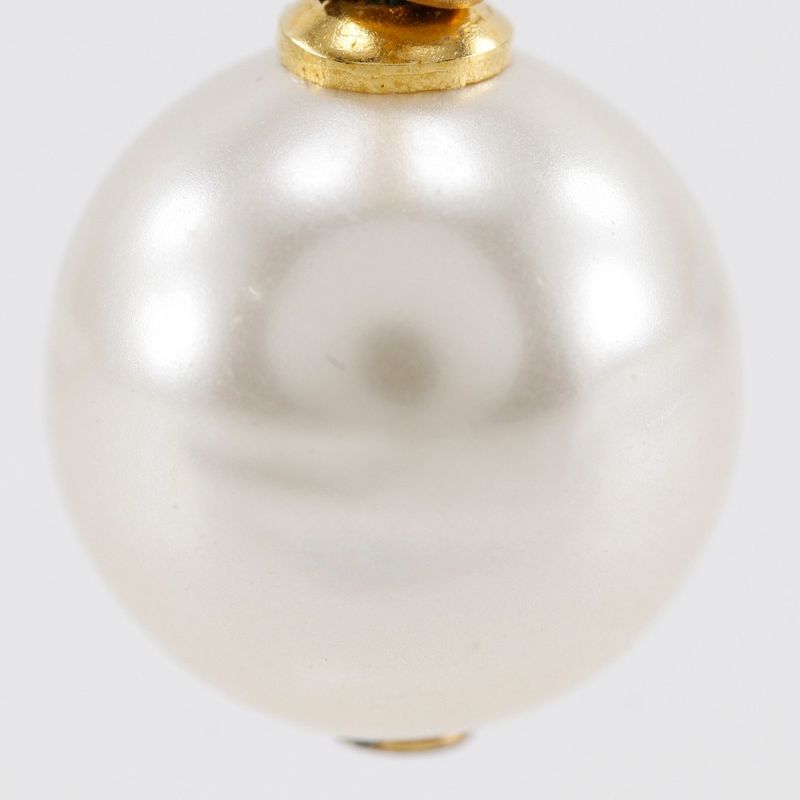 Chanel Coco Mark Hoop Gold Plated And Faux Pearl Ladies 5.8g Earrings