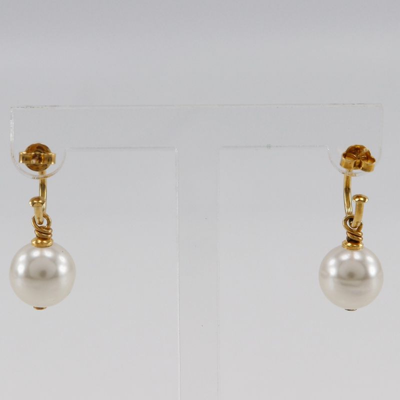 Chanel Coco Mark Hoop Gold Plated And Faux Pearl Ladies 5.8g Earrings