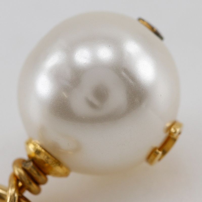 Chanel Coco Mark Hoop Gold Plated And Faux Pearl Ladies 5.8g Earrings