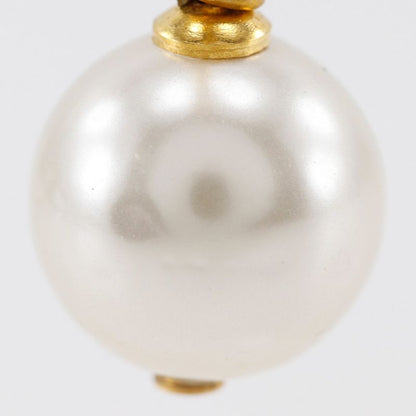 Chanel Coco Mark Hoop Gold Plated And Faux Pearl Ladies 5.8g Earrings