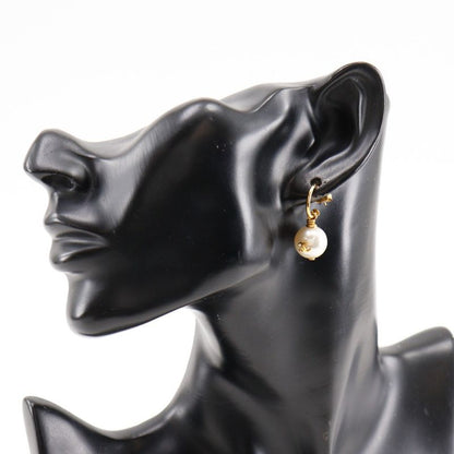 Chanel Coco Mark Hoop Gold Plated And Faux Pearl Ladies 5.8g Earrings