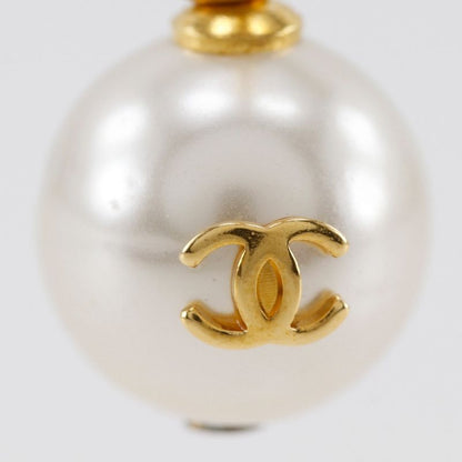 Chanel Coco Mark Hoop Gold Plated And Faux Pearl Ladies 5.8g Earrings