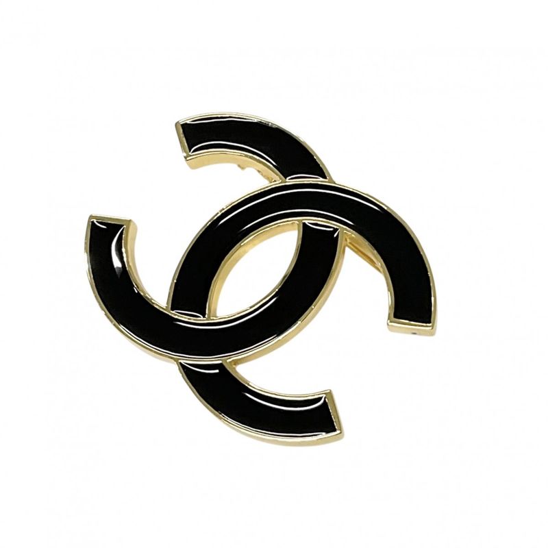 Chanel Brooch Corsage Black Gold Here Mark