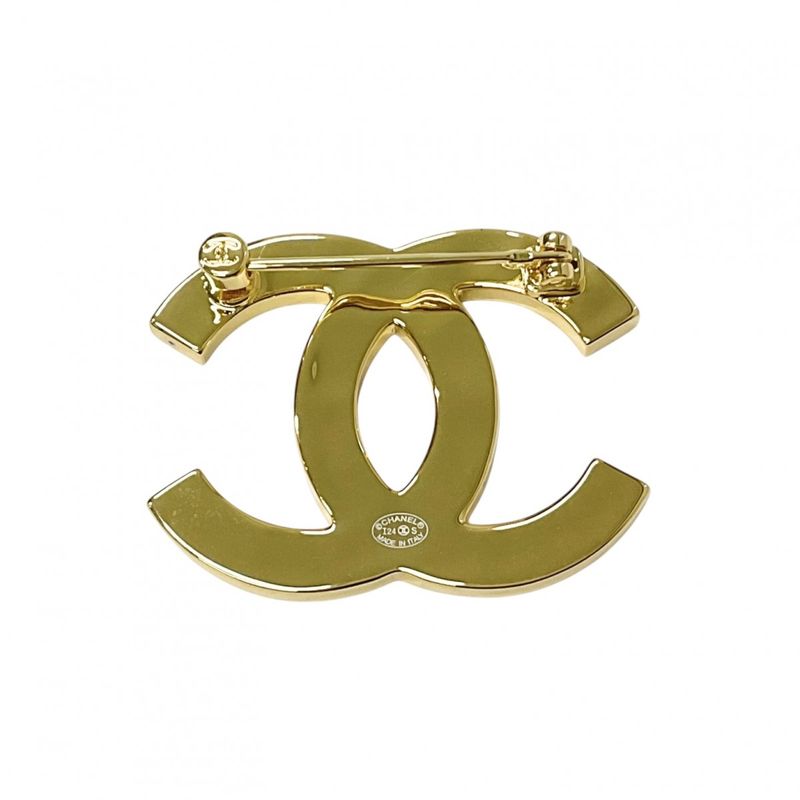 Chanel Brooch Corsage Black Gold Here Mark