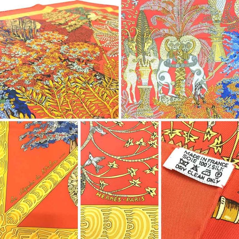 Hermes Scarf Carré 90 Les Legendes De L'arbre Legend Of The Trees Silk Orange