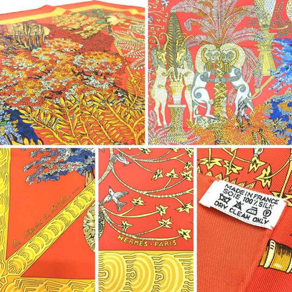 Hermes Scarf Carré 90 Les Legendes De L'arbre Legend Of The Trees Silk Orange