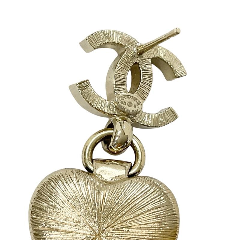 Chanel Earrings Earring Gold Black Heart Bijou Here Mark