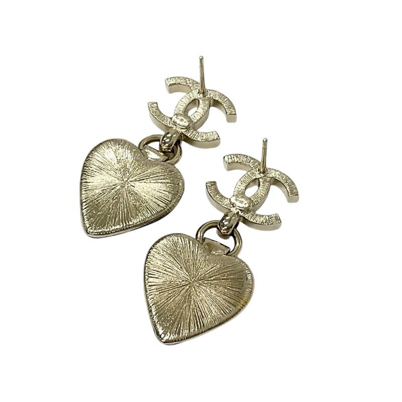 Chanel Earrings Earring Gold Black Heart Bijou Here Mark