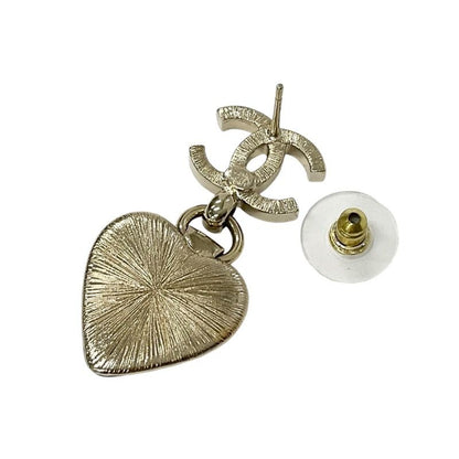 Chanel Earrings Earring Gold Black Heart Bijou Here Mark