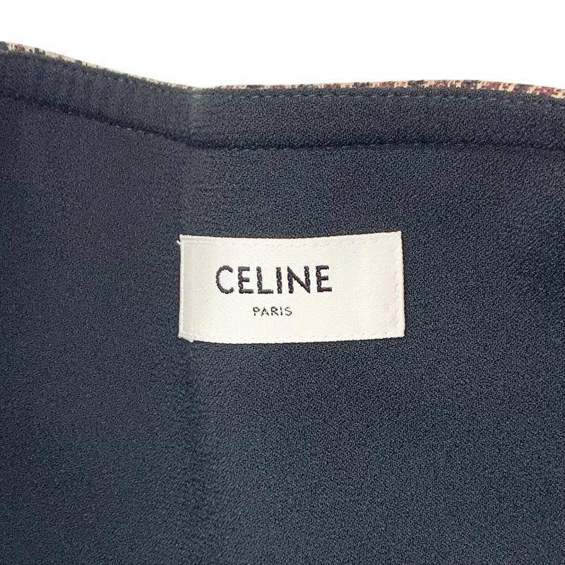 Celine Bottoms Brown Gold Houndstooth Mini Skirt Ruffle