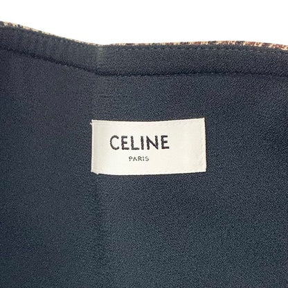 Celine Bottoms Brown Gold Houndstooth Mini Skirt Ruffle