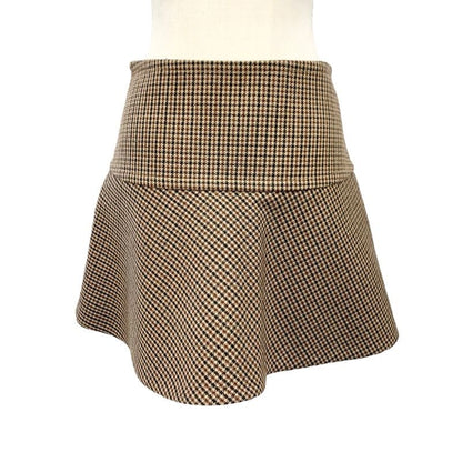 Celine Bottoms Brown Gold Houndstooth Mini Skirt Ruffle