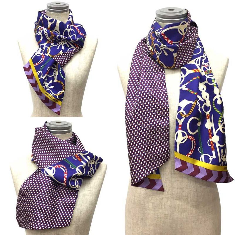 Hermes Silk Tie Scarf MAXI Twilly CUT MAXI Twilly CUT MORS ET Tresse Long Scarf