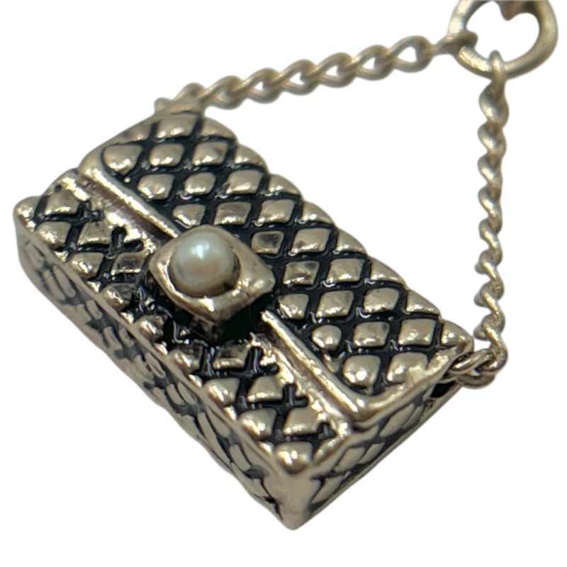 Chanel Necklace Here Mark Necklace Silver Ladies Matelasse Motif