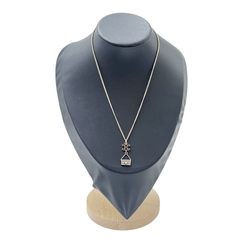 Chanel Necklace Here Mark Necklace Silver Ladies Matelasse Motif