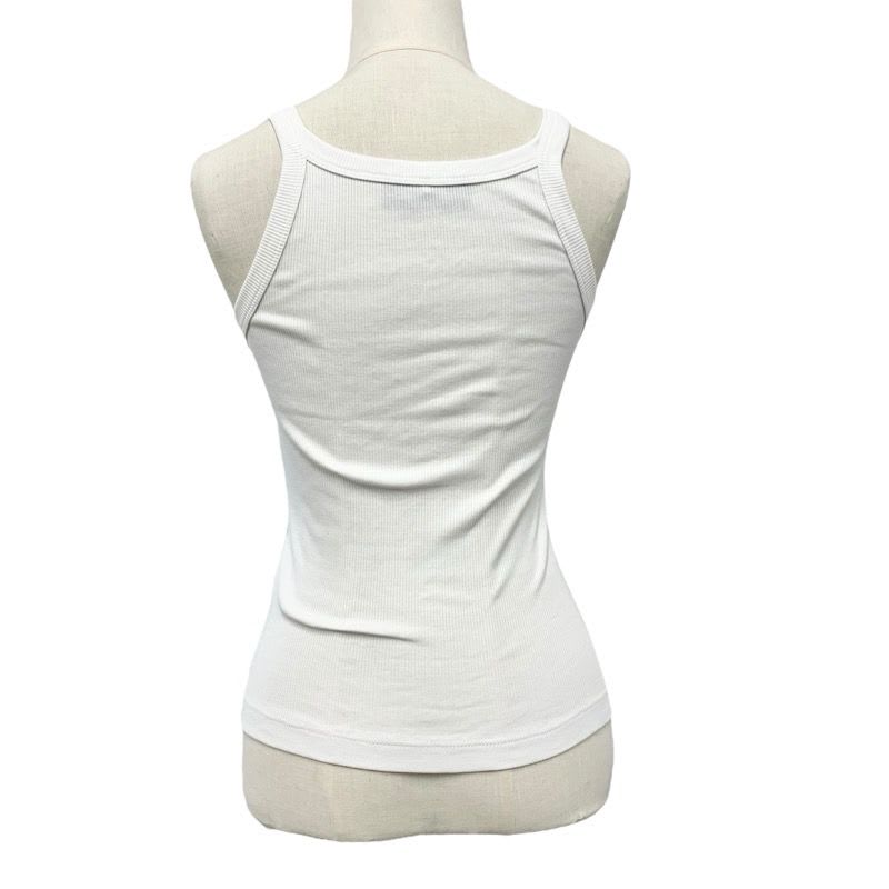 Fendi Top Cotton White Black Logo Tank