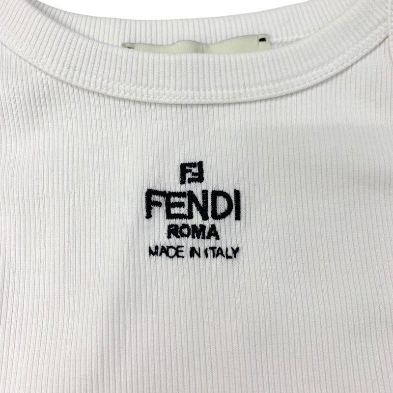 Fendi Top Cotton White Black Logo Tank