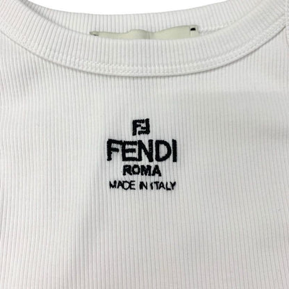 Fendi Top Cotton White Black Logo Tank