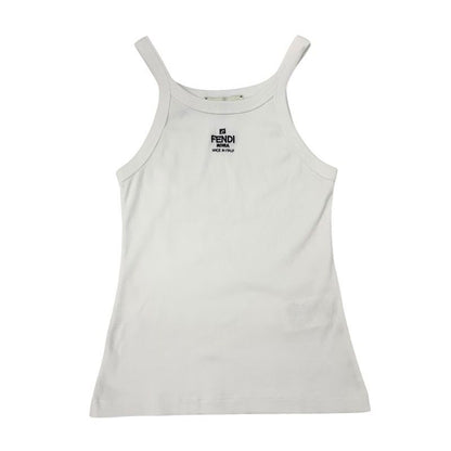 Fendi Top Cotton White Black Logo Tank