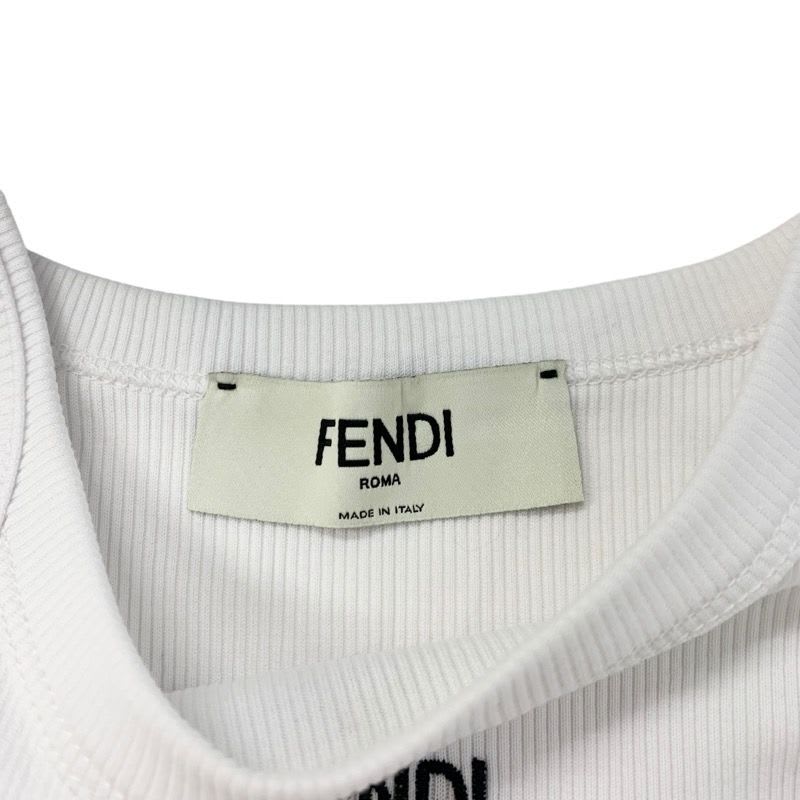 Fendi Top Cotton White Black Logo Tank