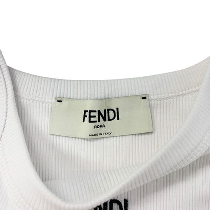 Fendi Top Cotton White Black Logo Tank