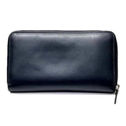 Gucci 368378 Black And White Leather Round Zipper Long Wallet Unisex