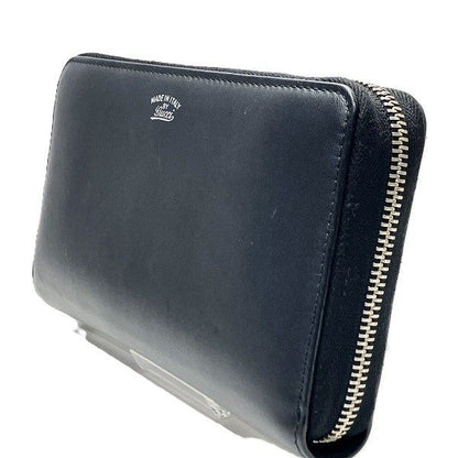 Gucci 368378 Black And White Leather Round Zipper Long Wallet Unisex
