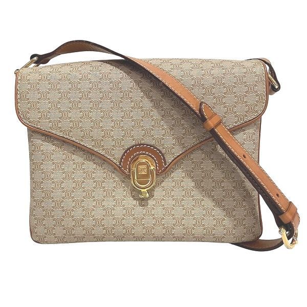 Celine M06 Macadam Pattern Beige And Brown Leather Bag Shoulder Bag Women