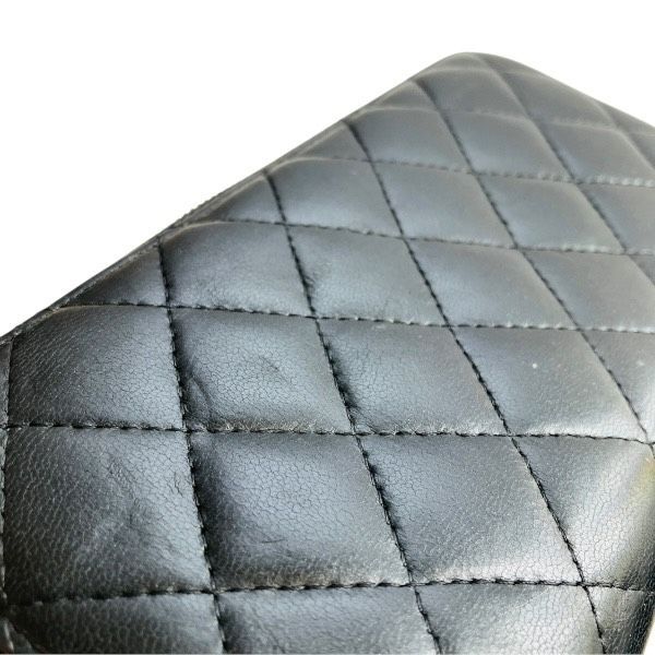 Chanel Matelasse Lambskin Black Long Wallet With Two Folds Unisex