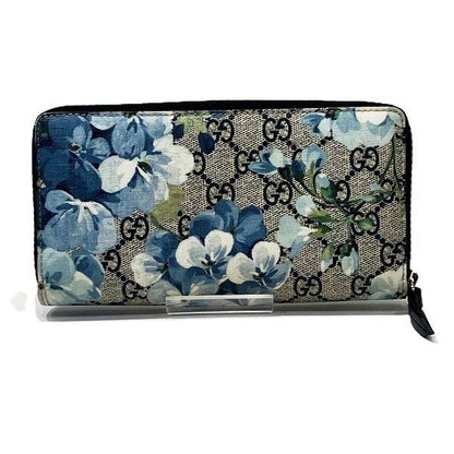 Gucci GG Blooms 408665 Flower Round Zipper Long Wallet Women