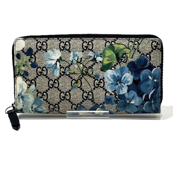 Gucci GG Blooms 408665 Flower Round Zipper Long Wallet Women