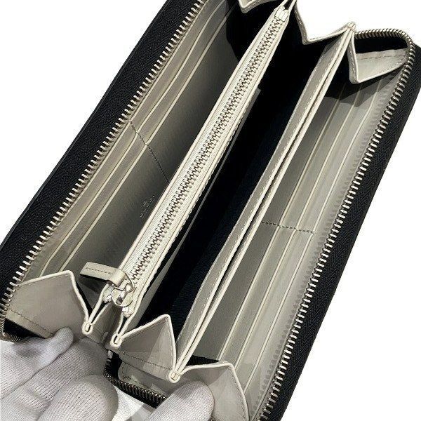 Gucci 368378 Black And White Leather Round Zipper Long Wallet Unisex