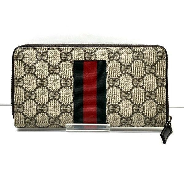 Gucci Sherry Line 408831 GG Supreme Bee Round Zipper Wallet Long Wallet Unisex