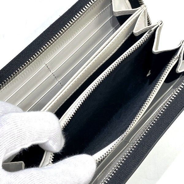 Gucci 368378 Black And White Leather Round Zipper Long Wallet Unisex