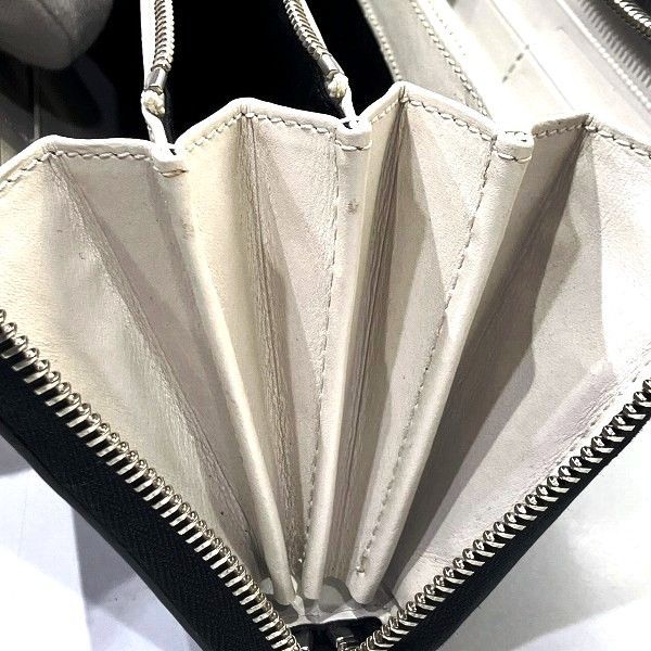 Gucci 368378 Black And White Leather Round Zipper Long Wallet Unisex