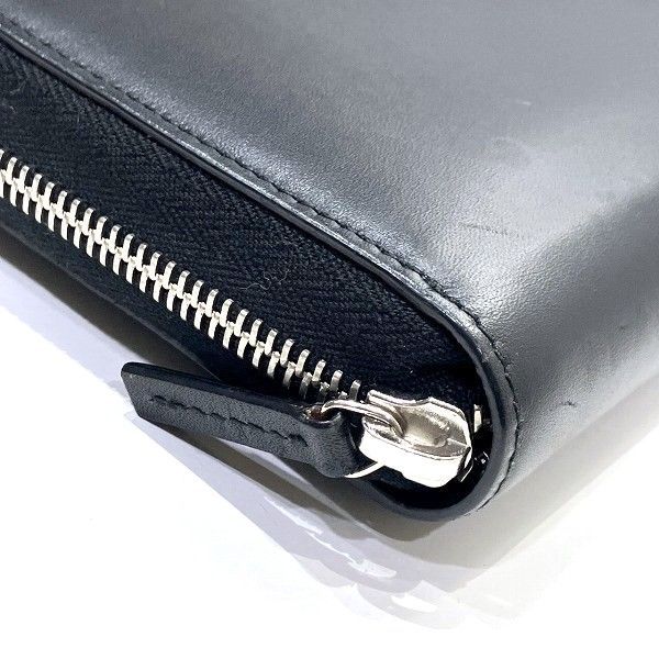 Gucci 368378 Black And White Leather Round Zipper Long Wallet Unisex