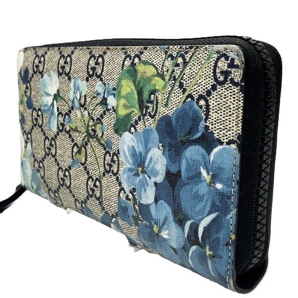 Gucci GG Blooms 408665 Flower Round Zipper Long Wallet Women