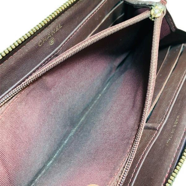 Chanel Matelasse Lambskin Black Long Wallet With Two Folds Unisex