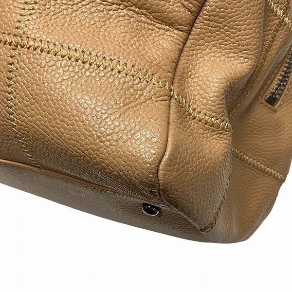 Chanel Choco Bar A26135 Beige Caviar Skin Bag Handbag Women