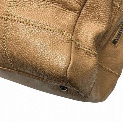 Chanel Choco Bar A26135 Beige Caviar Skin Bag Handbag Women