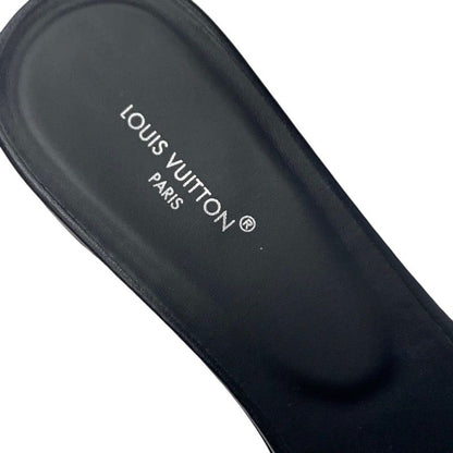 Louis Vuitton Sandals Shoes Leather Black Gold Logo Mule