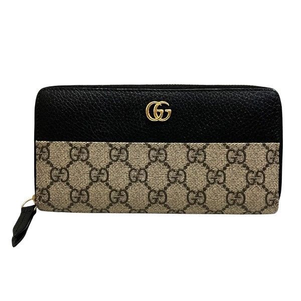 Gucci GG Supreme Double G Bicolor Zip Around Wallet 456117 Long Wallet Unisex