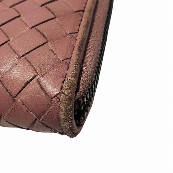 Bottega Veneta Intrecciato Round Zipper Pink Long Wallet For Women