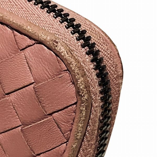 Bottega Veneta Intrecciato Round Zipper Pink Long Wallet For Women
