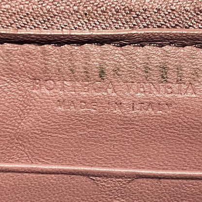 Bottega Veneta Intrecciato Round Zipper Pink Long Wallet For Women