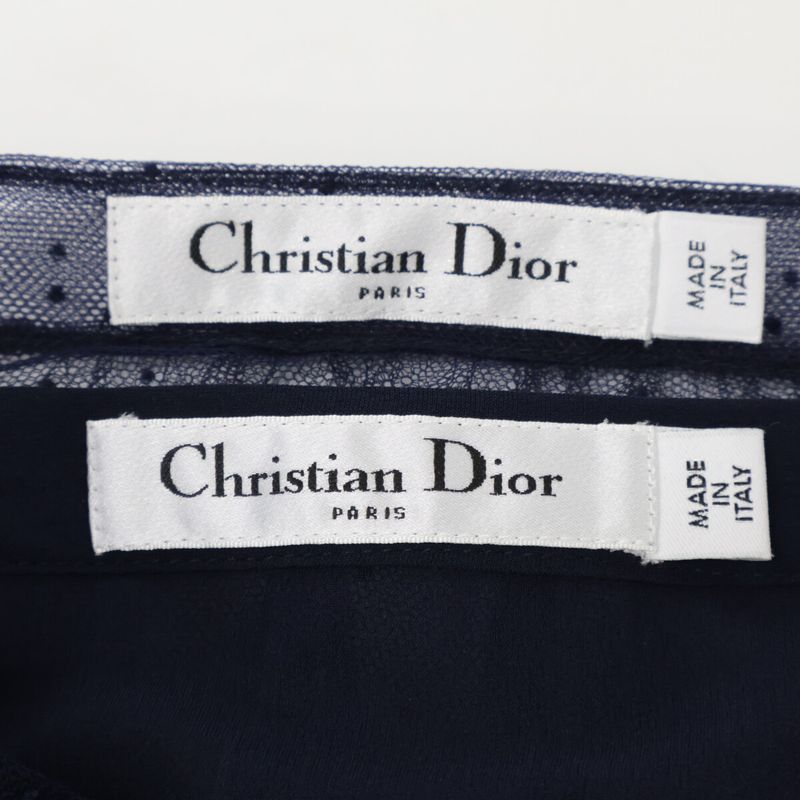 Christian DIOR Navy Dot 911j29a8810 Tulle Skirt 40