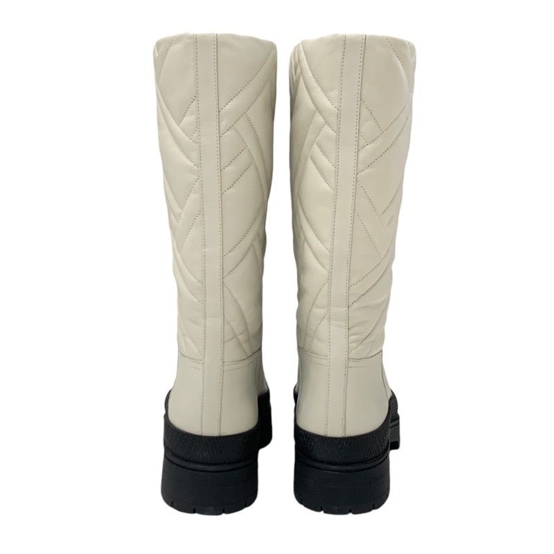 Hermes Fuji Boots Long Boots Shoes Leather Ivory Exlibris Quilting