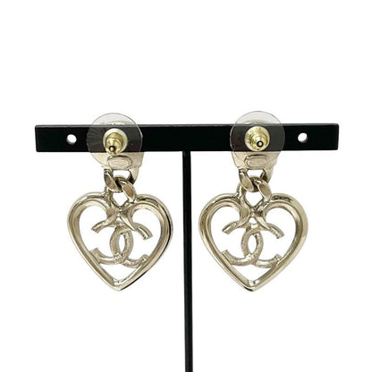 Chanel Earrings Earring Gold Coco Mark Rhinestone Bijou Heart