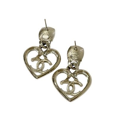 Chanel Earrings Earring Gold Coco Mark Rhinestone Bijou Heart