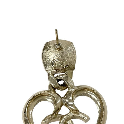 Chanel Earrings Earring Gold Coco Mark Rhinestone Bijou Heart